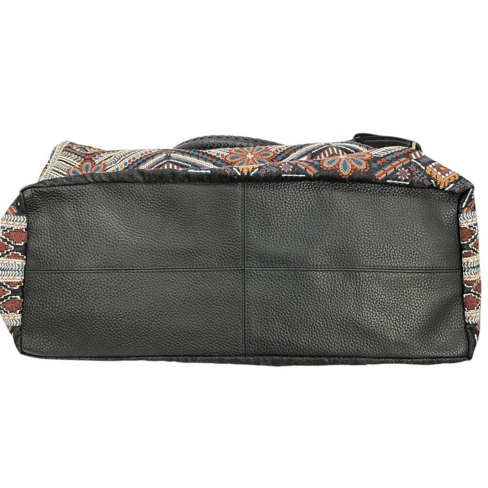 Johnny Was Workshop Molly Jo Tote Weekender Bag Black Floral Embroidery Leather - Picture 11 of 15